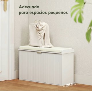 Banco Zapatero con Asiento Blanco y Dorado