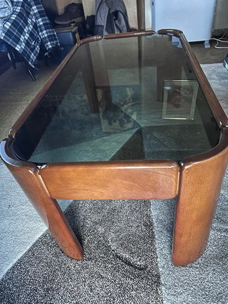 Mesa centro madera y cristal
