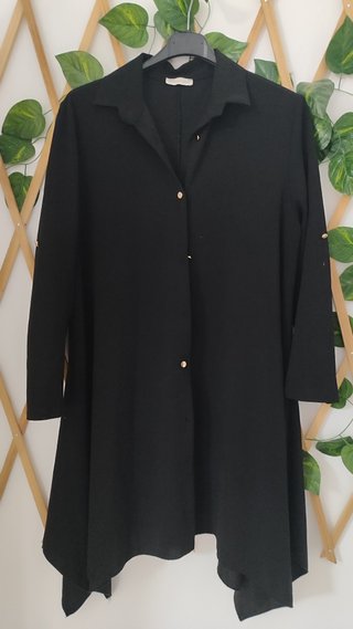 Vestido camisero negro talla grande