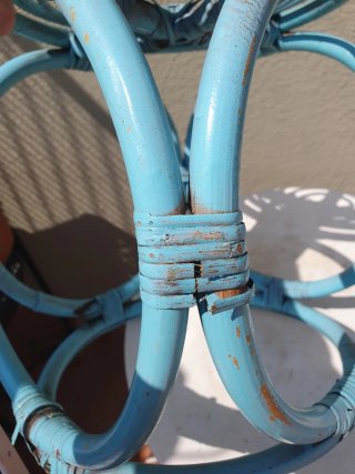 Taburete/Mesa Auxiliar Vintage Bambú Azul