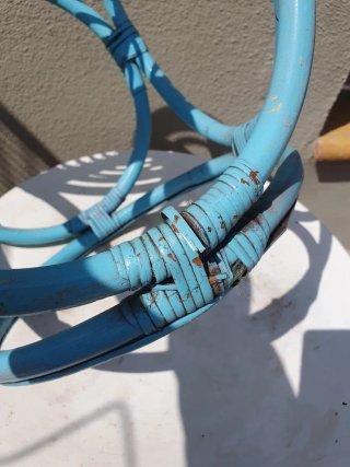 Taburete/Mesa Auxiliar Vintage Bambú Azul