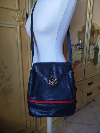 Borsa Gucci Pelle Nera con Dettagli Rossi