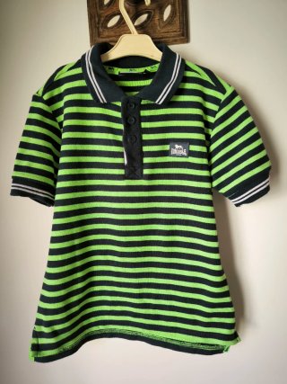 Polo Lonsdale Riscas Verde e azul escuro Tamanho 7
