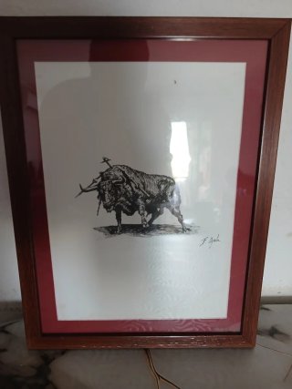 Cuadro de Toro con Marco Rojo