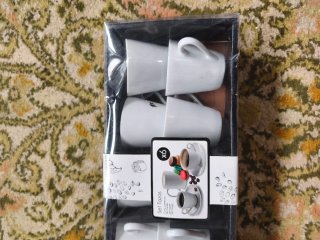 Set Tazas Café Porcelana Blanca