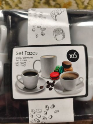 Set Tazas Café Porcelana Blanca