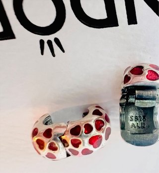 Charm Pandora Cuori Rossi e Argentati