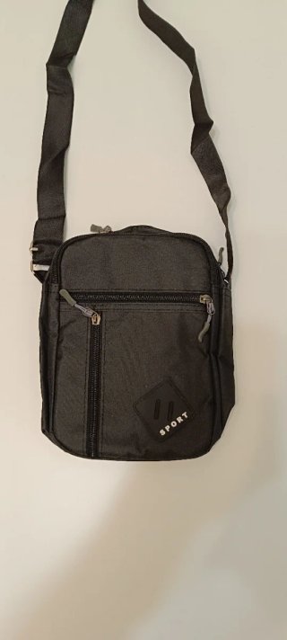 Borsa a tracolla in nylon nero da uomo