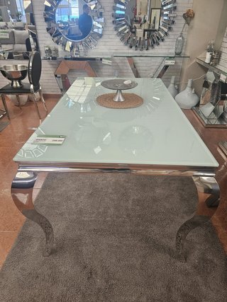 Mesa para Comedor de Cristal Templado y Metal