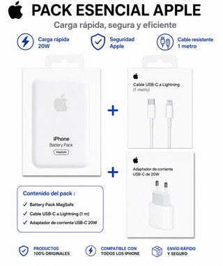 Pack Esencial Apple: Batería MagSafe + Cargador
