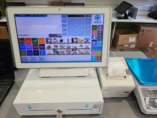 TPV Blanco con impresora y báscula
