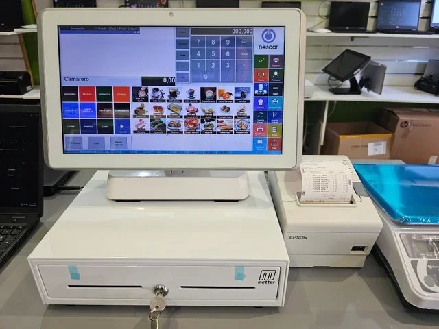 TPV Blanco con impresora y báscula