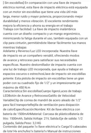 Llave de Impacto 21V 2 baterías.