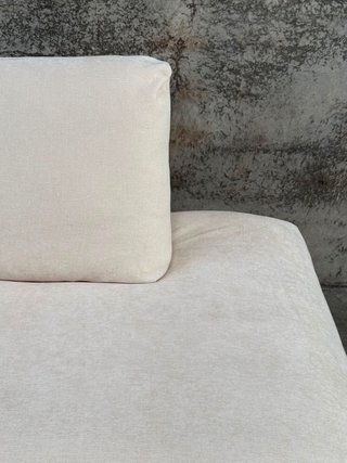 Sofá modular desenfundable Alea 5 plazas chenilla chaise longue izquierdo crudo 340 cm.