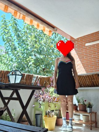 Abito vintage nero con bretelle