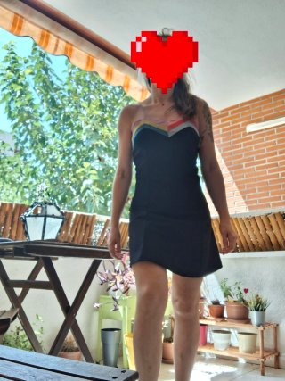 Abito vintage nero con bretelle