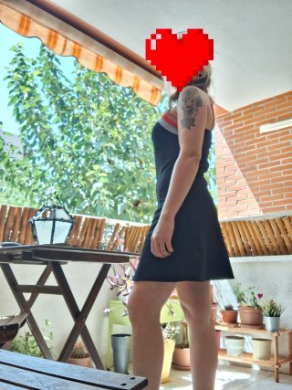 Abito vintage nero con bretelle