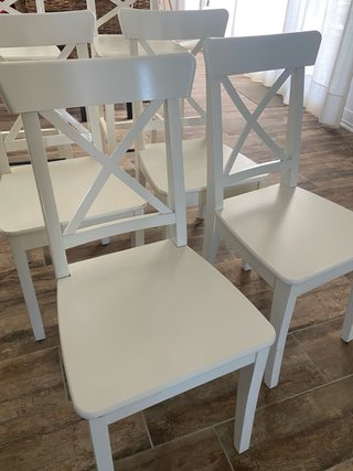Conjunto Sillas y Taburetes Madera Blancos