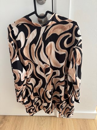 Sobrecamisa estampada beige y negra Talla Única