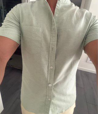 Camisa verde cuello mao