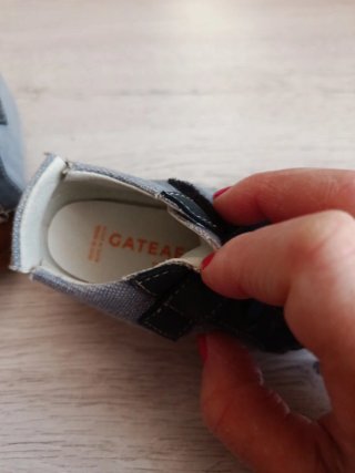Deportivas bebé lona y piel