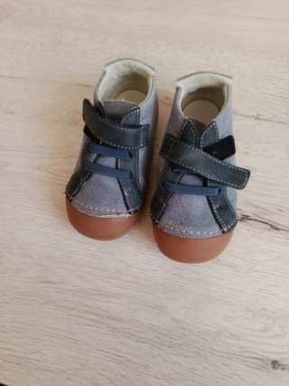 Deportivas bebé lona y piel