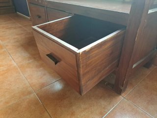 Banco zapatero de madera con cajones