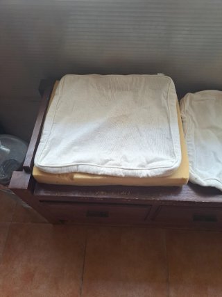 Banco zapatero de madera con cajones