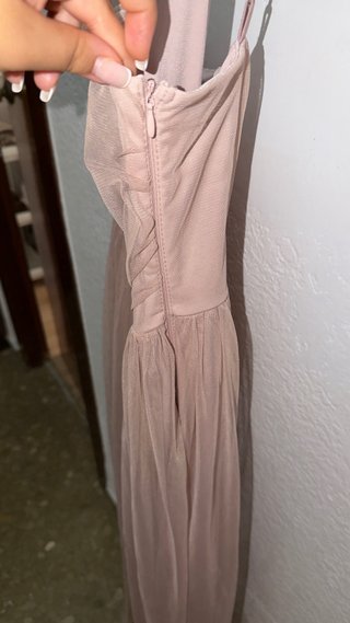Vestido largo tul beige/rosa