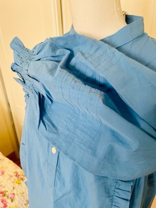 Vestido FRNCH azul con volantes manga abullonada