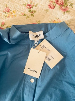 Vestido FRNCH azul con volantes manga abullonada