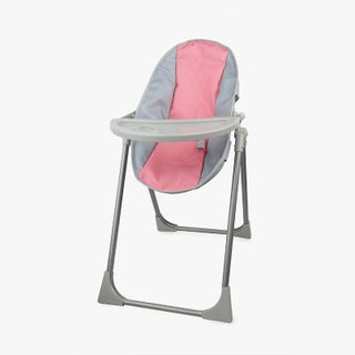 Trona de bebé plegable rosa y gris