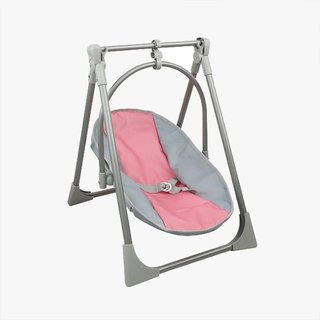 Trona de bebé plegable rosa y gris