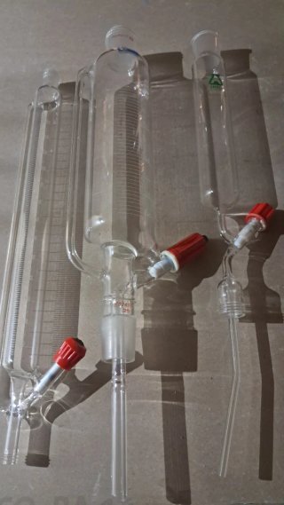Material laboratorio vidrio con llave PTF 25-100ml