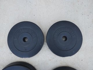 Barra de pesas con discos 10kg y 5kg