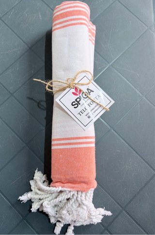 Telo mare cotone fouta arancione e bianco