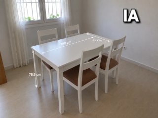 Mesa Comedor Blanca + 4 Sillas 140x82cm
