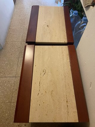 Cabecero de madera curvo + mesitas de noche