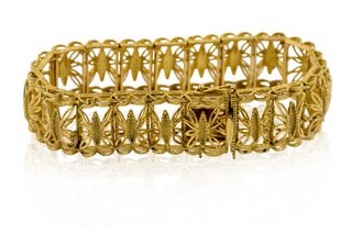 Pulsera princesa calada espigas oro 18k -ref.14830