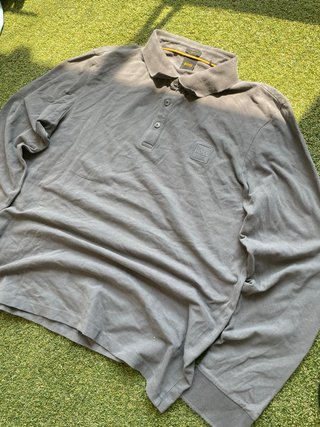HUGO BOSS Vintage 90s Polo Manga Larga Gris | Old