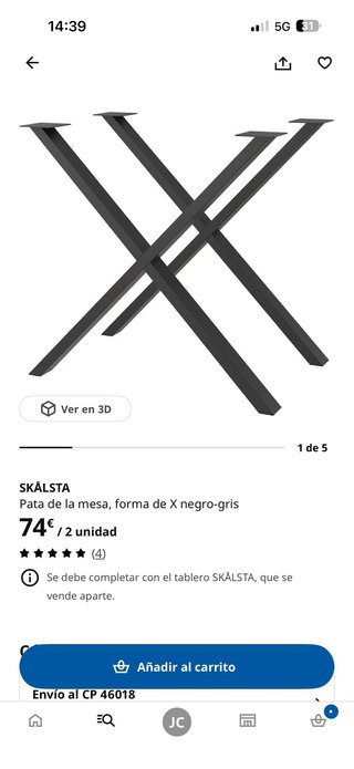 Mesa de comedor Ikea madera y metal