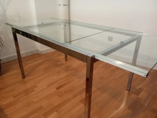 Mesa Comedor Cristal Extensible + 4 Sillas