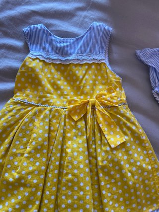 Vestido y braguita amarilla niña lunares