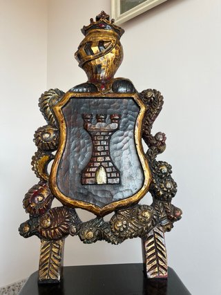 Silla Rústica Medieval Madera Dorada 1960