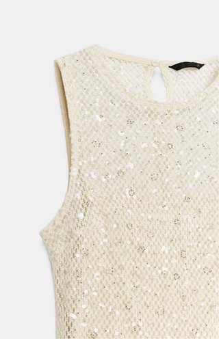 Vestido Lentejuelas Midi Zara XS