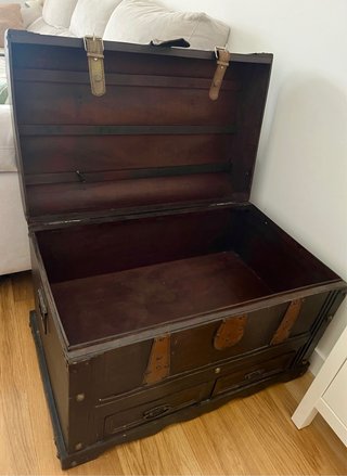 Baúl arcón madera colonial/vintage con 2 cajones