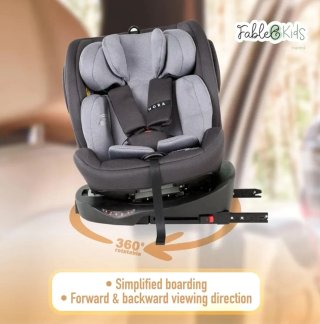 Silla Coche FableKids Giratoria 360° Gris