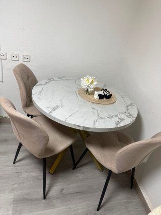 Juego de 3 sillas de comedor beige