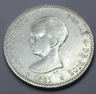1 Peseta Alfonso XIII 1891 escasa