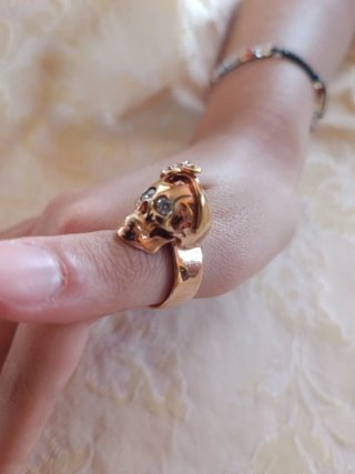 Anello teschio punk rock vintage argento 925